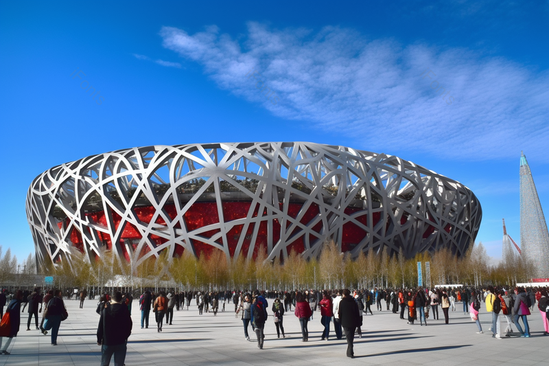 蓝天白云下的城市大型建筑公园,高清,摄影图,摄影图片,图片大全,摄影图免费下载